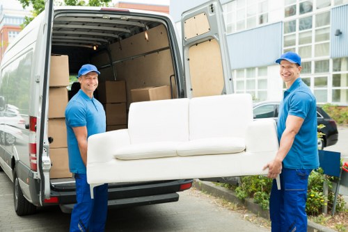 Professional man with van service ensuring a safe move