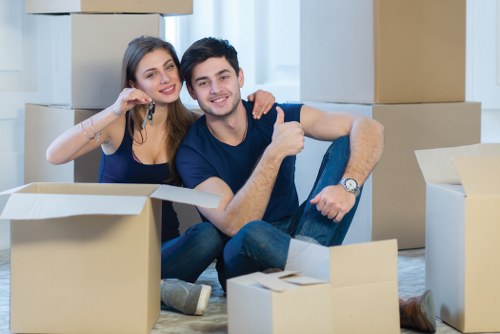 House movers planning a move in Maida Vale with local residential buildings in the background