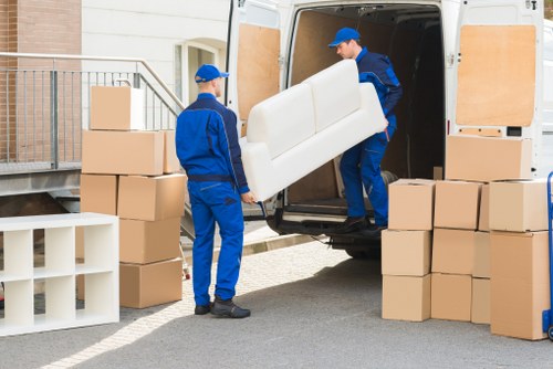 Commercial relocation items ready for transport in Maida Vale