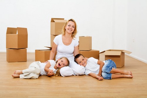 Packed furniture and boxes ready for transport in a removal van
