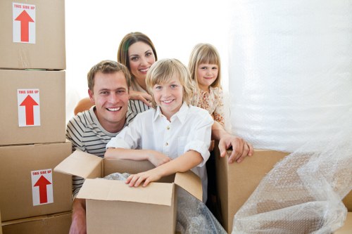 Packed boxes and furniture ready for transport during a Maida Vale move